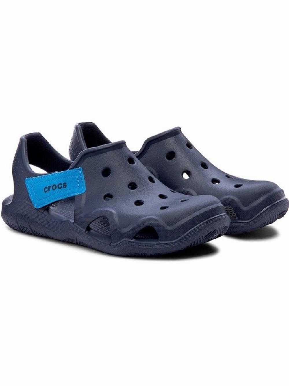 11🐊 Crocs Kids’ Swiftwater Wave Clog Shoes in Navy Blue